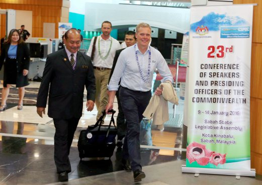 KOTA KINABALU 09 JANUARY 2016. Australian delegate and accompanying persons arrived at Kota Kinabalu International Airport (KKIA) to join in the 23rd Conference of Speakers and Presiding Officers of the Commonwealth (CSPOC) which will be held from today until Thursday at Sabah State Legislative Assembly in Kota Kinabalu. NSTP/MALAI ROSMAH TUAH