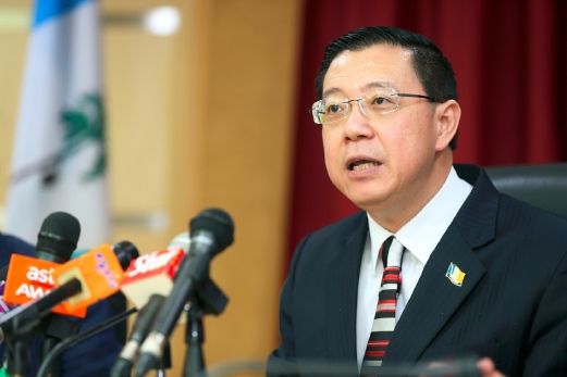 PENANG 18 MARCH 2016. Ketua Menteri Pulau Pinang, Lim Guan Eng mengadakan sidang media di Pejabat Tingkat 28 di Kompleks Tun Abdul Razak, Komtar, di sini. NSTP/MIKAIL ONG